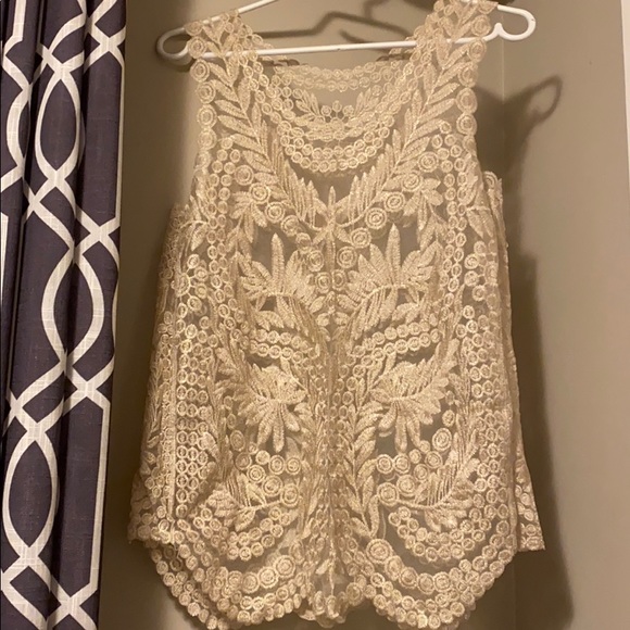 Gold Lace embroided blouse - Picture 1 of 2